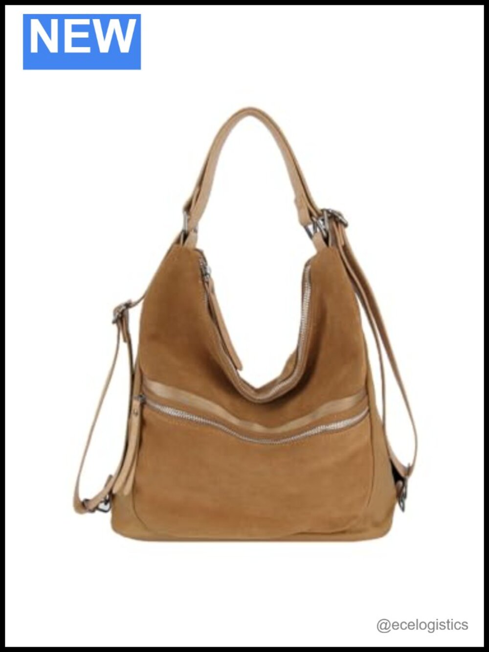 Convertible Shoulder Hobo Backpack Vegan Suede Travel Bag